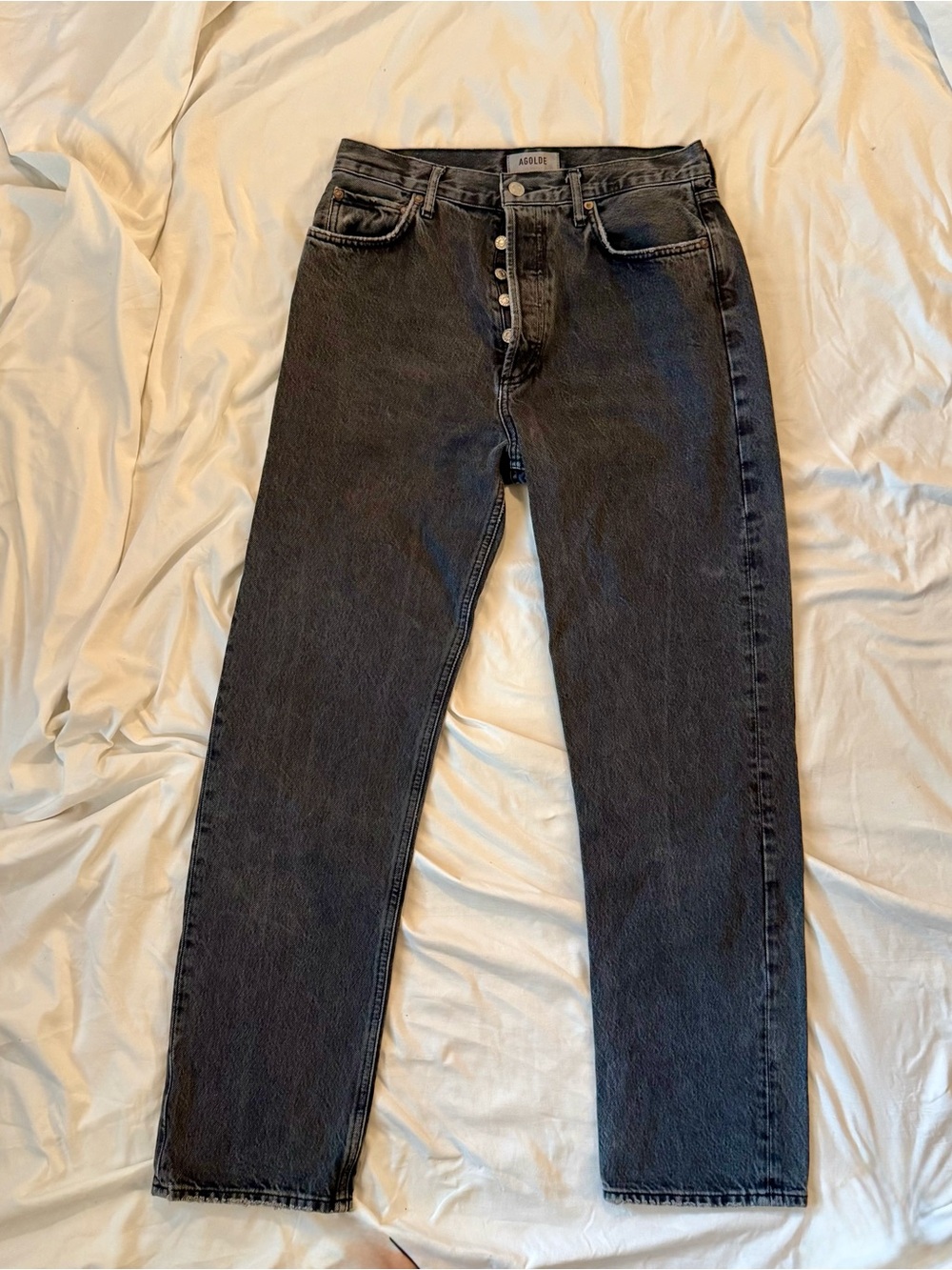Agolde High-Rise Black Button-Fly Jeans